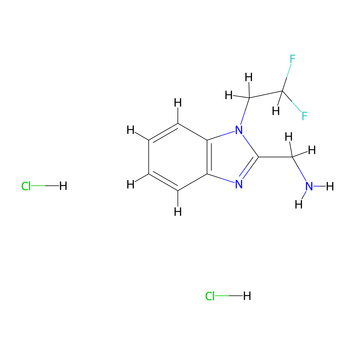 1-(1-(2,2-difluoroethyl)-1H-1,3-benzodiazol-2-yl)methanamine dihydrochloride molecular structure, CAS 2913242-05-2