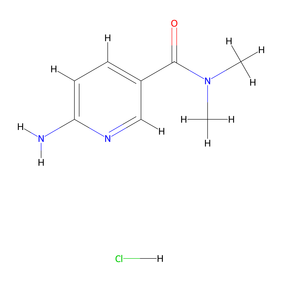 6-amino-N,N-dimethylpyridine-3-carboxamide hydrochloride molecular structure, CAS 2913242-10-9