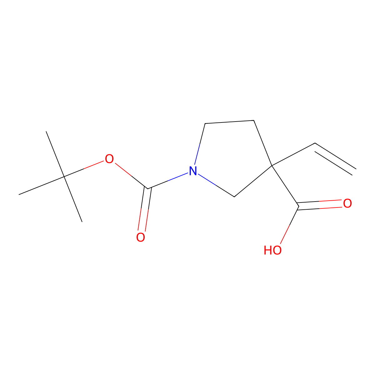 1-[(Tert-butoxy)carbonyl]-3-ethenylpyrrolidine-3-carboxylic acid molecular structure, CAS 2913242-12-1