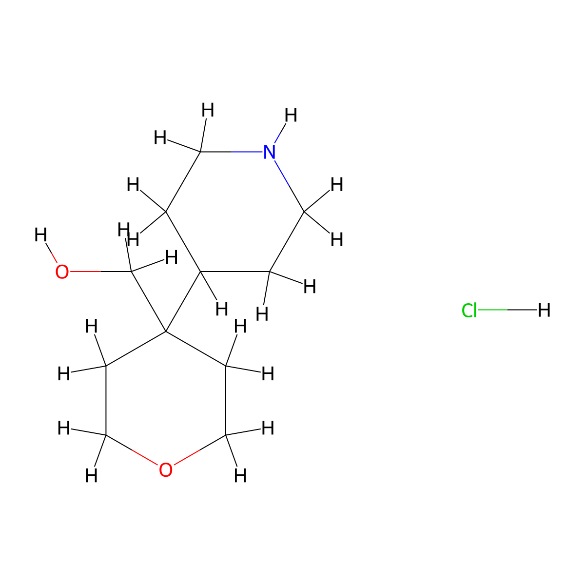 [4-(Piperidin-4-yl)oxan-4-yl]methanol hydrochloride molecular structure, CAS 2913242-13-2