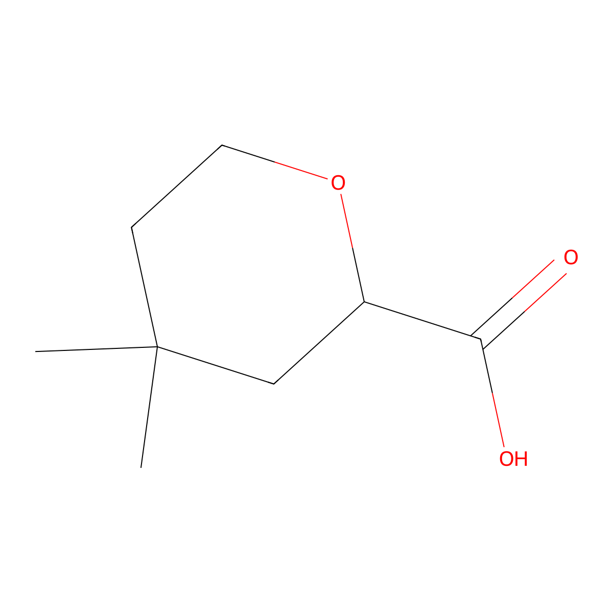 4,4-Dimethyloxane-2-carboxylic acid molecular structure, CAS 2913242-16-5