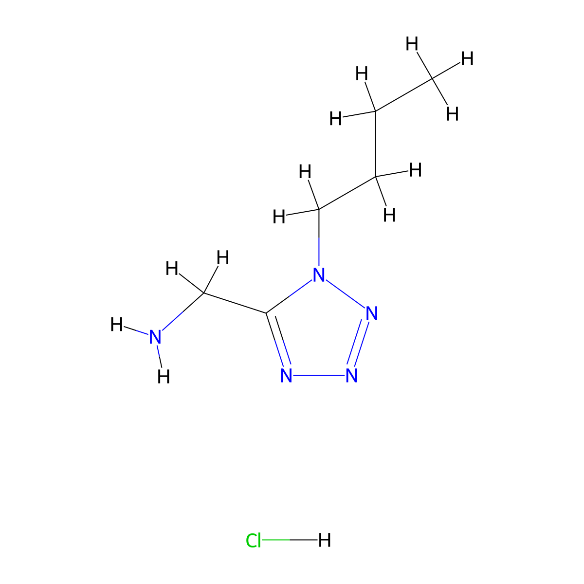 (1-butyl-1H-1,2,3,4-tetrazol-5-yl)methanamine hydrochloride molecular structure, CAS 2913242-17-6