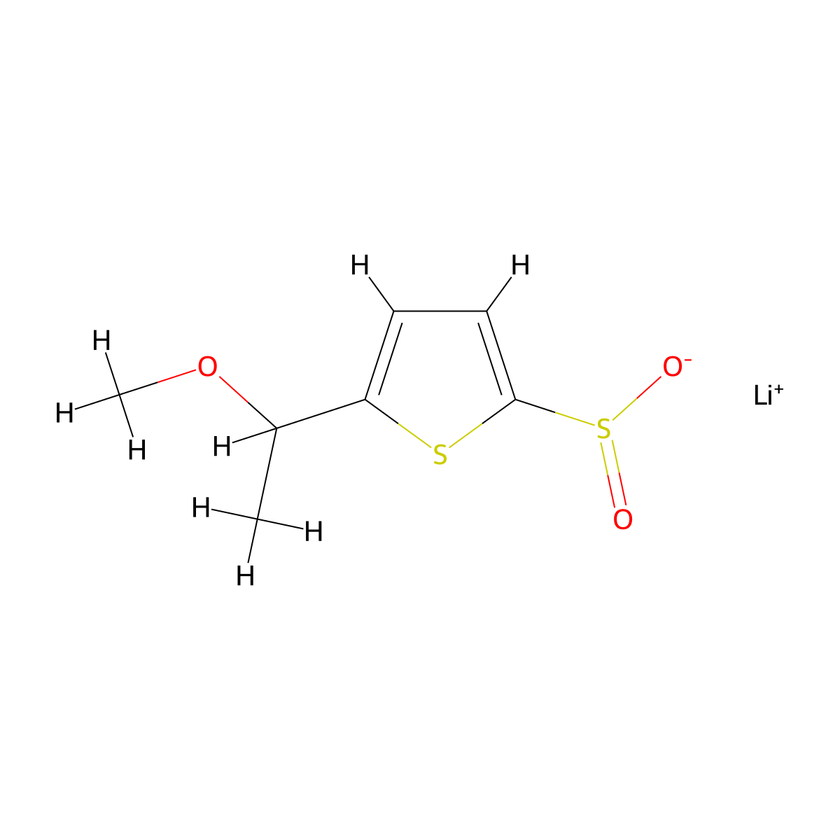 Lithium(1+) 5-(1-methoxyethyl)thiophene-2-sulfinate molecular structure, CAS 2913242-24-5