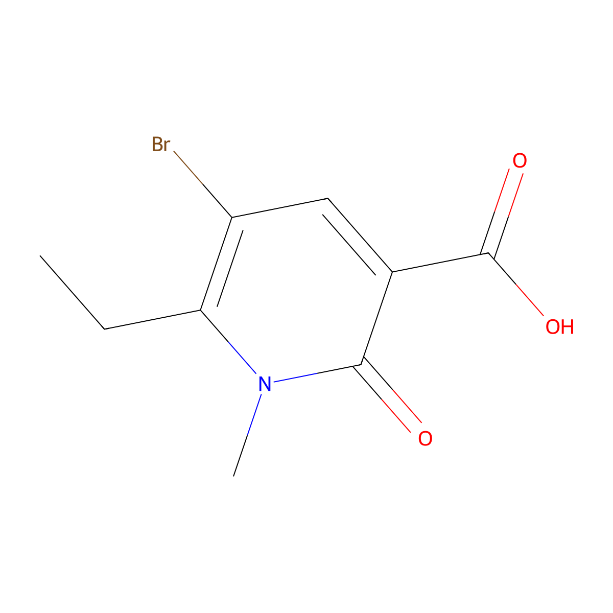 5-Bromo-6-ethyl-1-methyl-2-oxo-1,2-dihydropyridine-3-carboxylic acid molecular structure, CAS 2913242-28-9