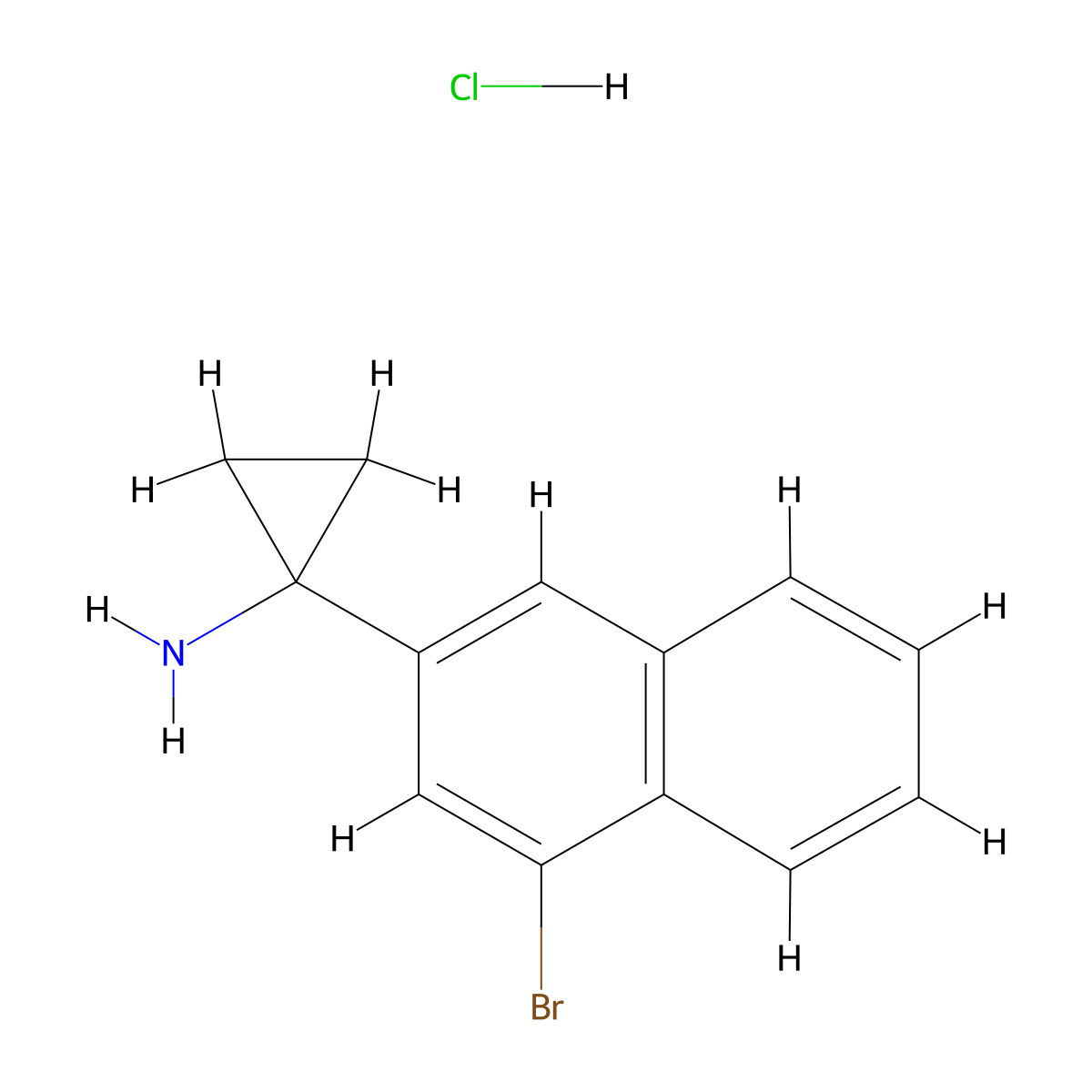 1-(4-Bromonaphthalen-2-yl)cyclopropan-1-amine hydrochloride molecular structure, CAS 2913242-29-0