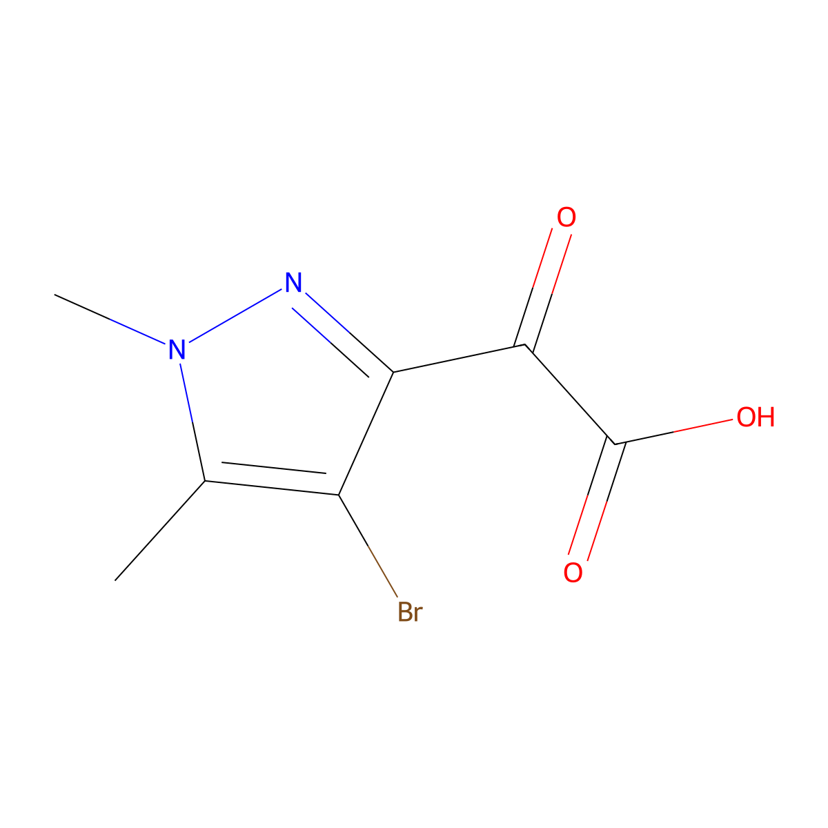 2-(4-bromo-1,5-dimethyl-1H-pyrazol-3-yl)-2-oxoacetic acid molecular structure, CAS 2913242-30-3
