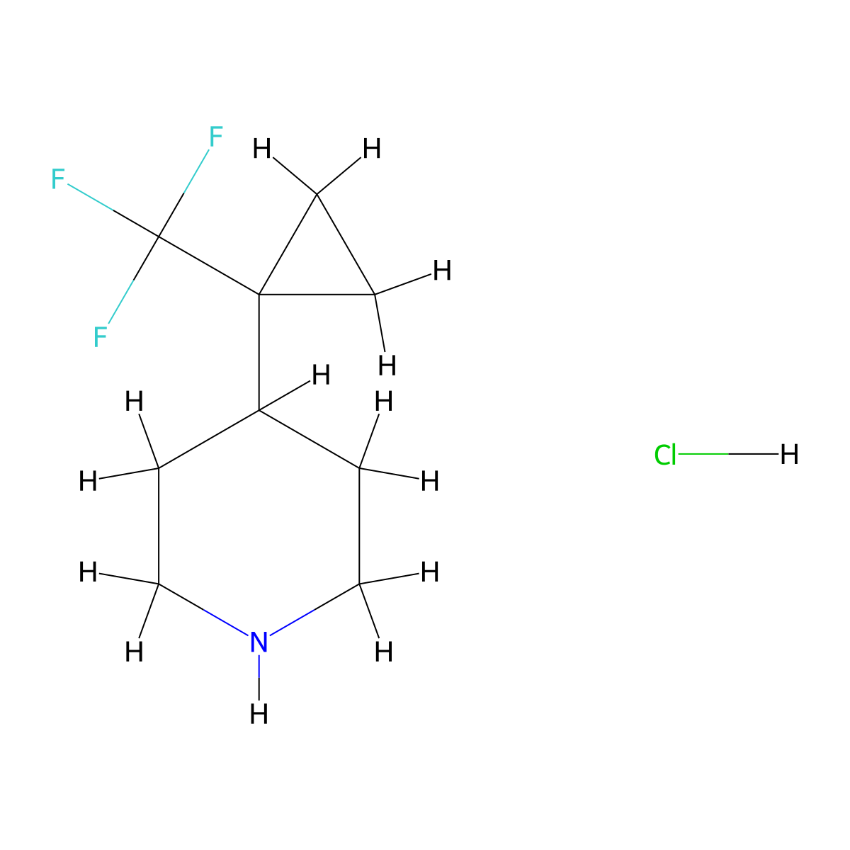 4-[1-(Trifluoromethyl)cyclopropyl]piperidine hydrochloride molecular structure, CAS 2913242-33-6