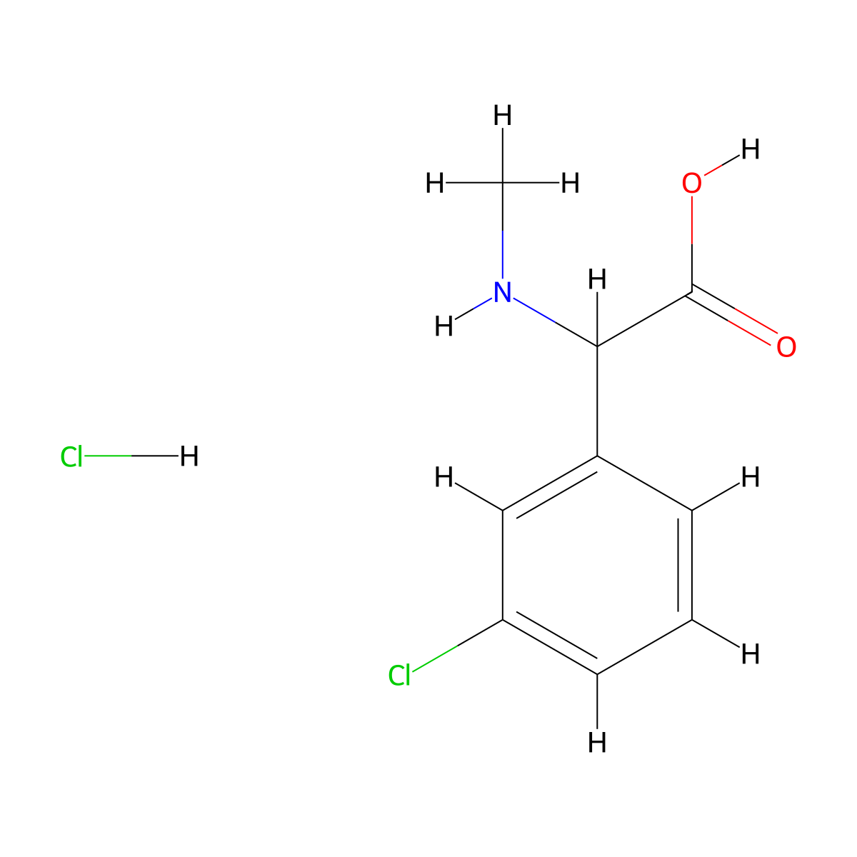 2-(3-Chlorophenyl)-2-(methylamino)acetic acid hydrochloride molecular structure, CAS 2913242-34-7