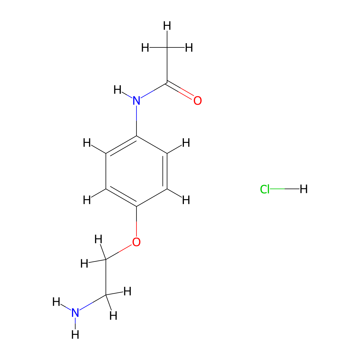 N-[4-(2-aminoethoxy)phenyl]acetamide hydrochloride molecular structure, CAS 2913242-39-2