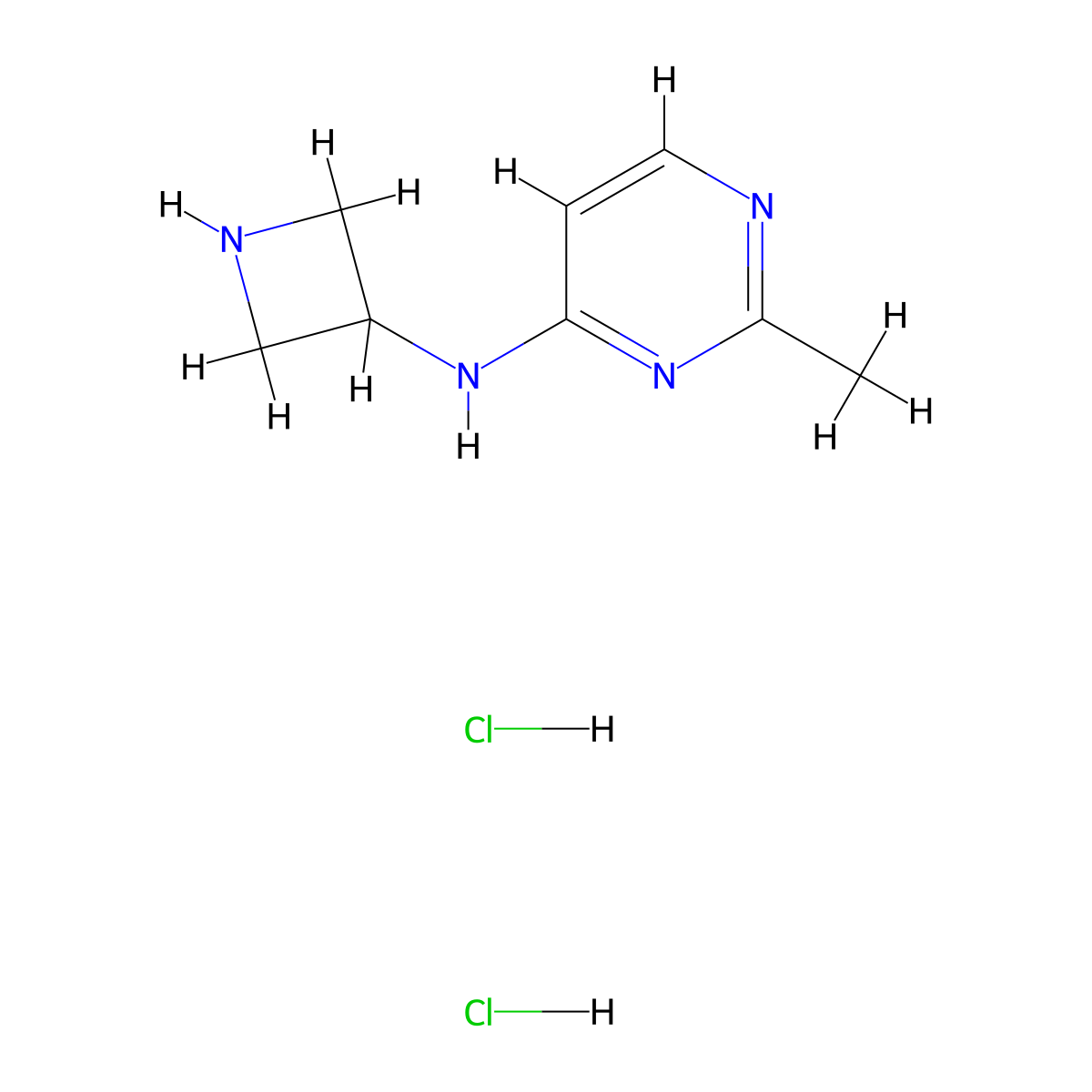 N-(azetidin-3-yl)-2-methylpyrimidin-4-amine dihydrochloride molecular structure, CAS 2913242-40-5