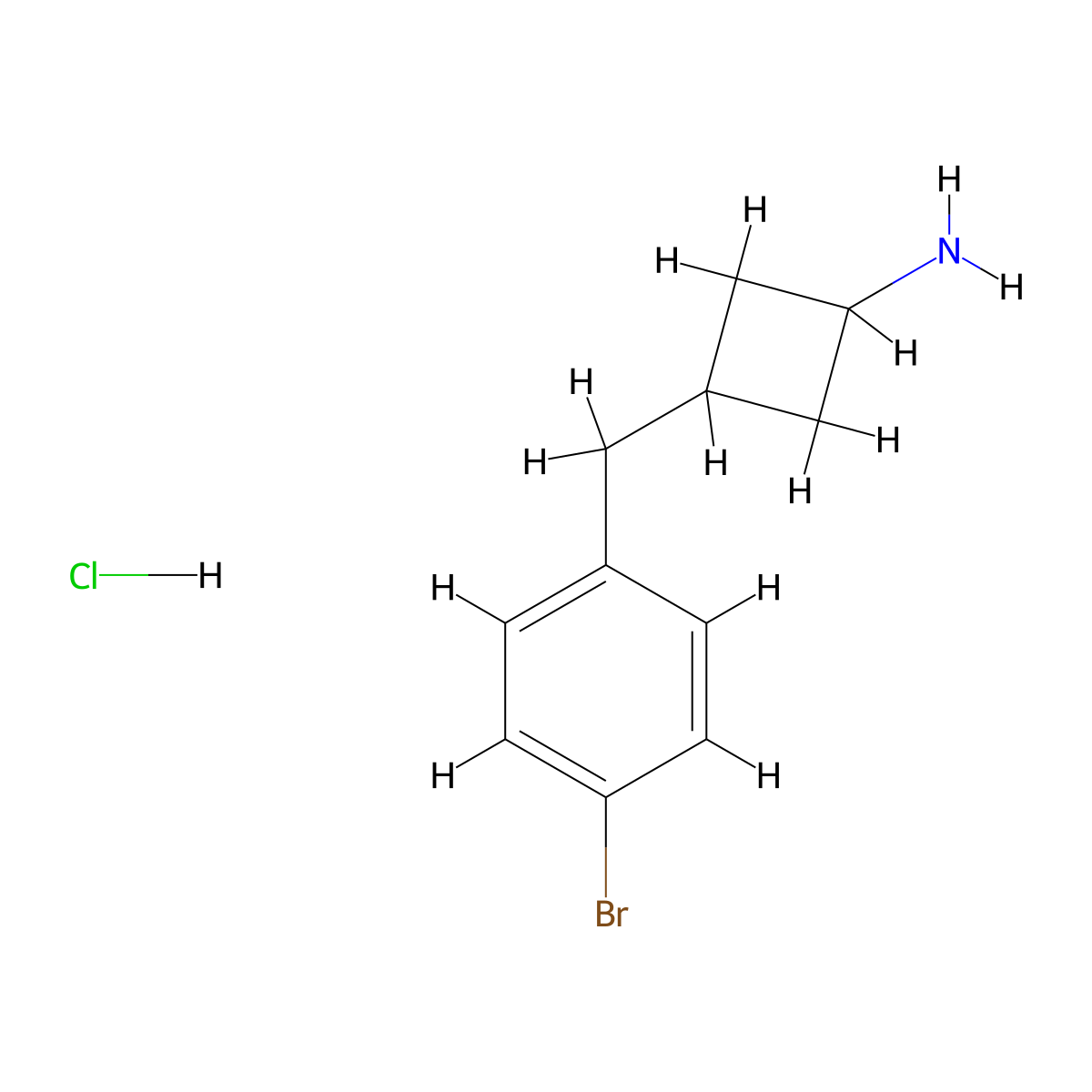3-[(4-Bromophenyl)methyl]cyclobutan-1-amine hydrochloride molecular structure, CAS 2913242-42-7