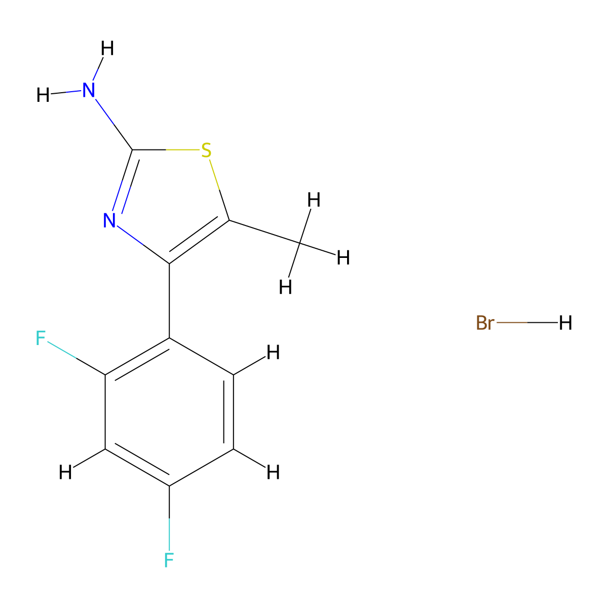 4-(2,4-Difluorophenyl)-5-methyl-1,3-thiazol-2-amine hydrobromide molecular structure, CAS 2913242-44-9