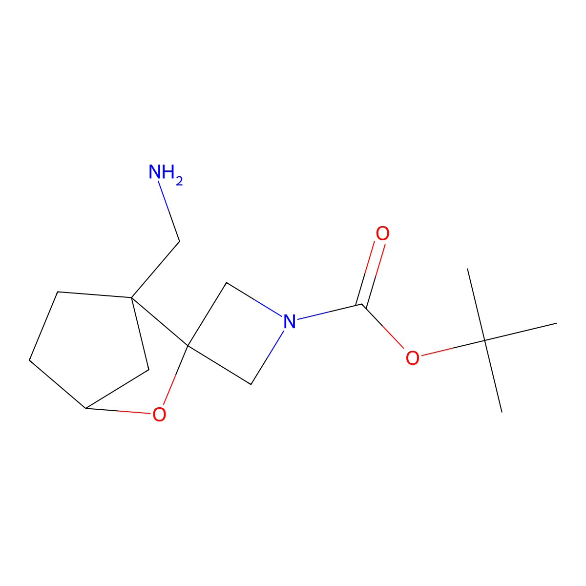 Tert-butyl 1'-(aminomethyl)-3'-oxaspiro[azetidine-3,2'-bicyclo[2.2.1]heptane]-1-carboxylate molecular structure, CAS 2913242-49-4