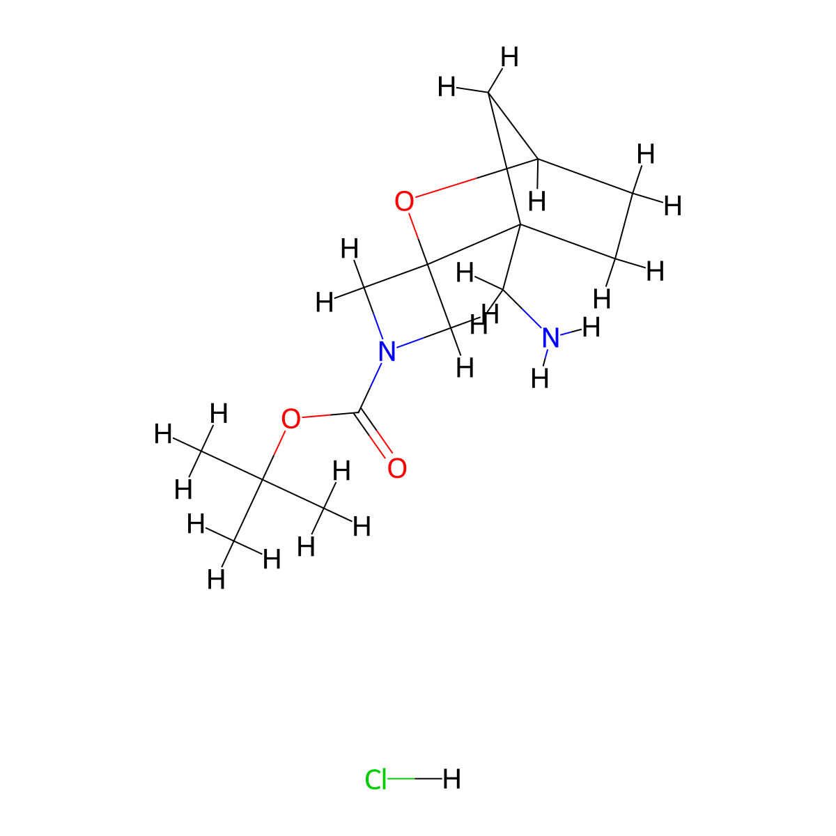 Tert-butyl 1'-(aminomethyl)-3'-oxaspiro[azetidine-3,2'-bicyclo[2.2.1]heptane]-1-carboxylate hydrochloride molecular structure, CAS 2913242-50-7