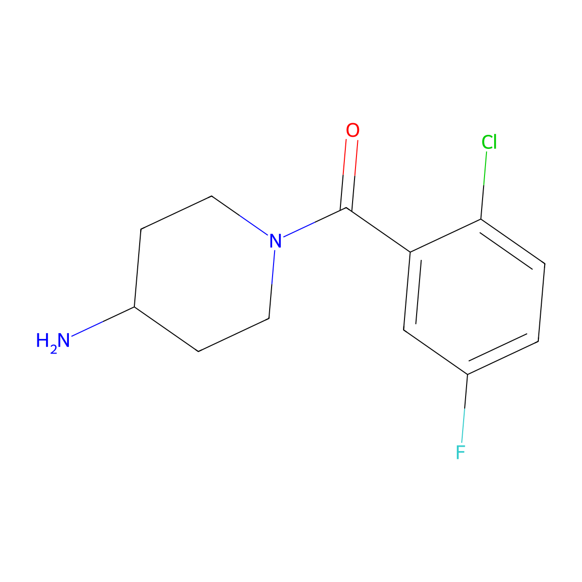 1-(2-Chloro-5-fluorobenzoyl)piperidin-4-amine molecular structure, CAS 2913242-52-9