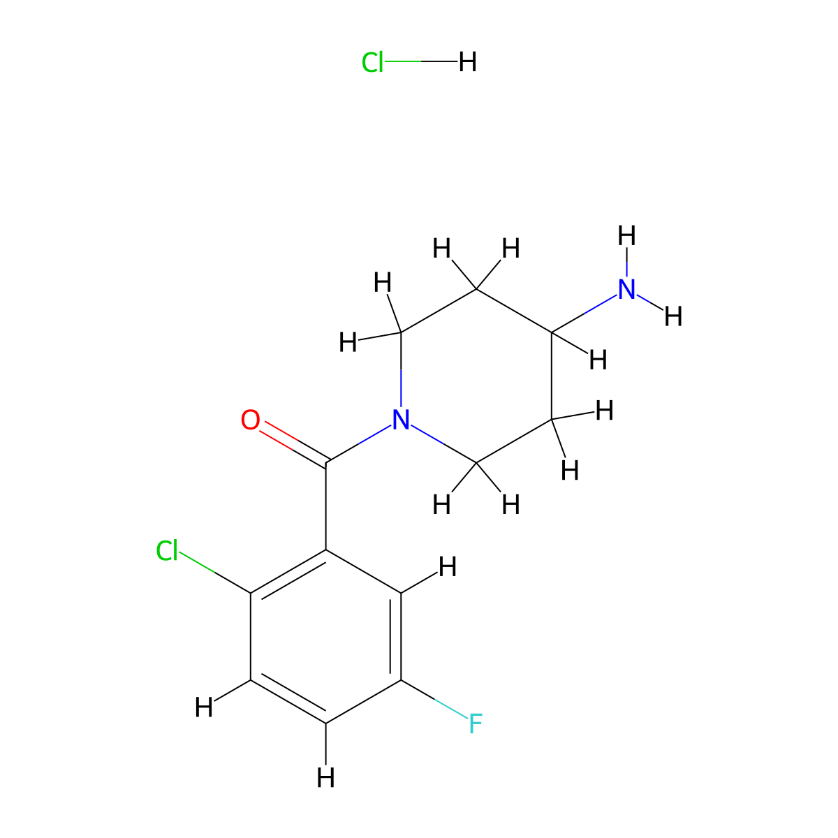 (4-Aminopiperidin-1-YL)(2-chloro-5-fluorophenyl)methanone hydrochloride molecular structure, CAS 2913242-53-0