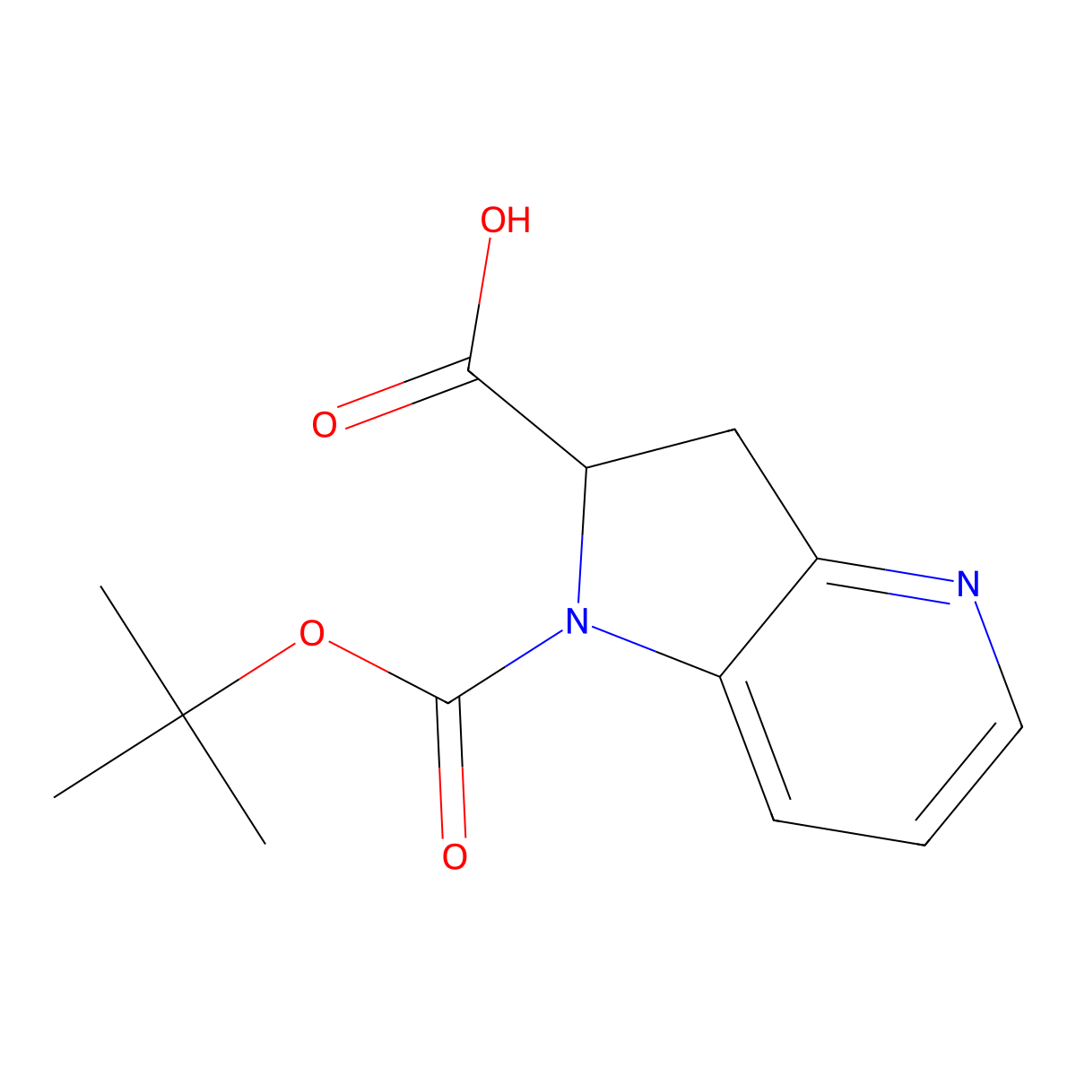 1-[(tert-butoxy)carbonyl]-1H,2H,3H-pyrrolo[3,2-b]pyridine-2-carboxylic acid molecular structure, CAS 2913242-56-3