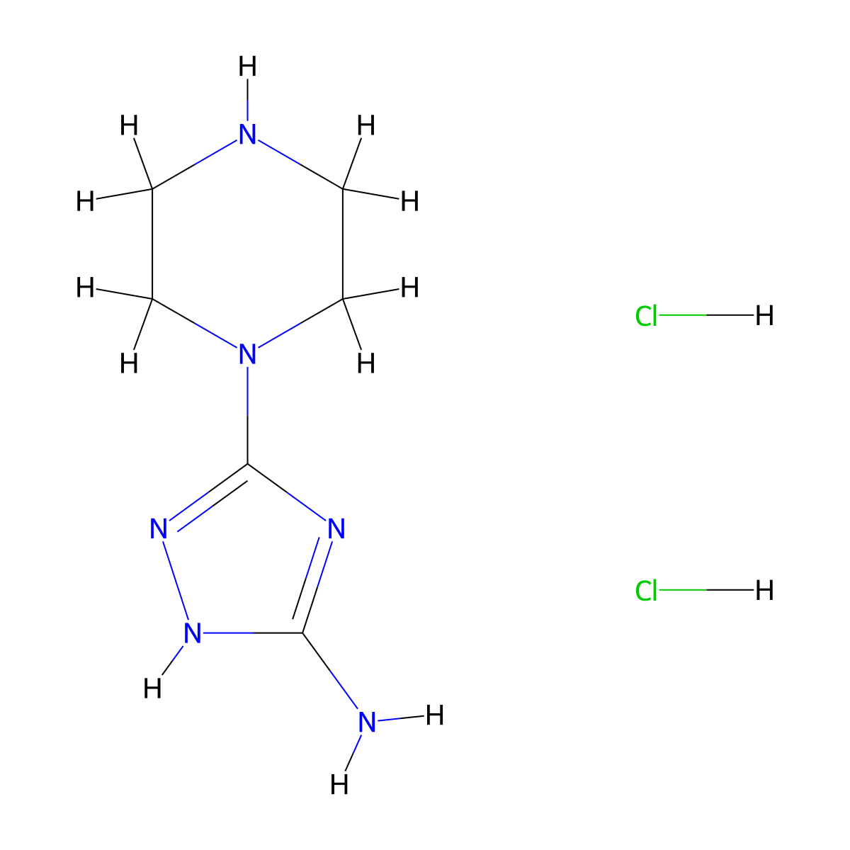 5-(piperazin-1-yl)-4H-1,2,4-triazol-3-amine dihydrochloride molecular structure, CAS 2913242-57-4