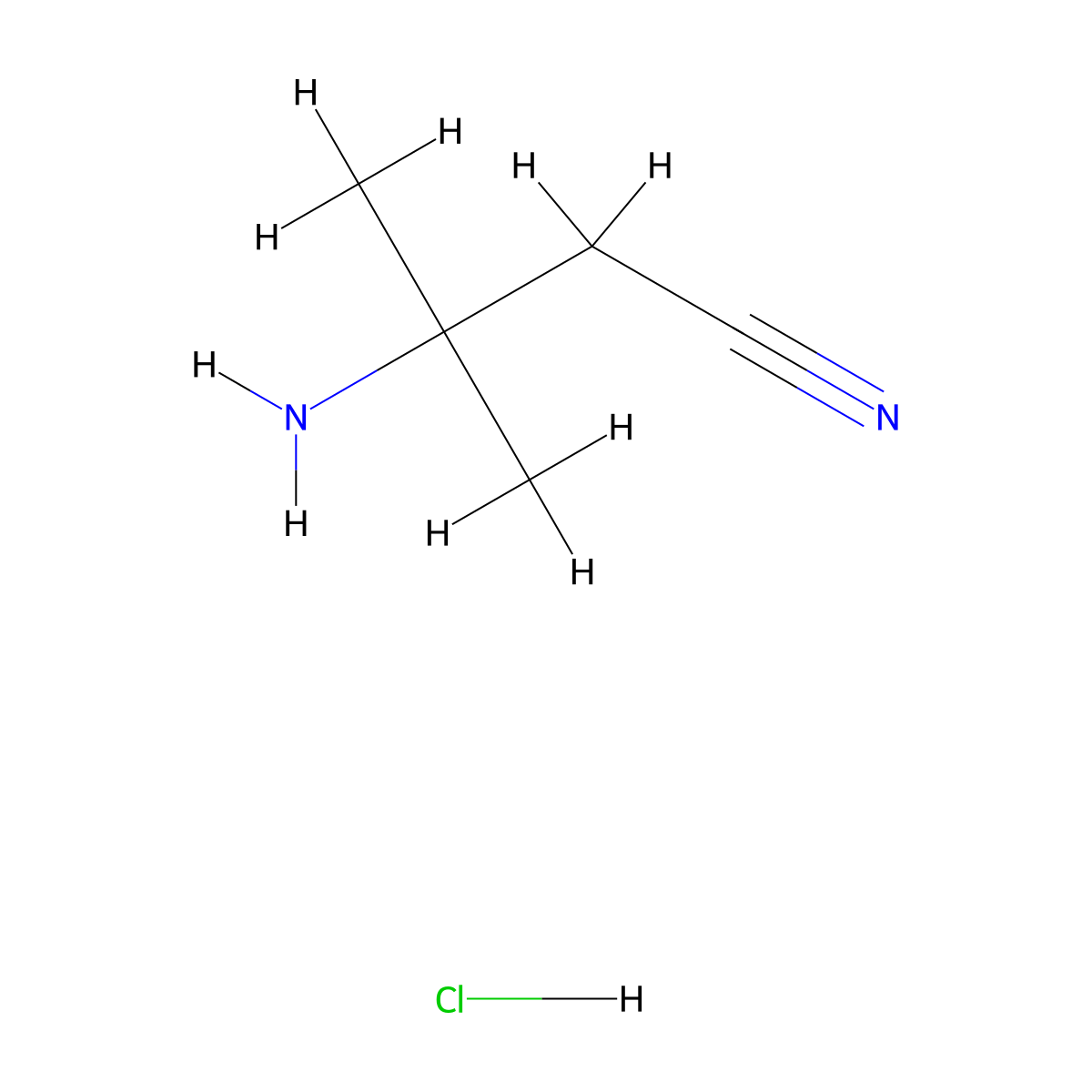 3-Amino-3-methylbutanenitrile hydrochloride molecular structure, CAS 2913242-58-5