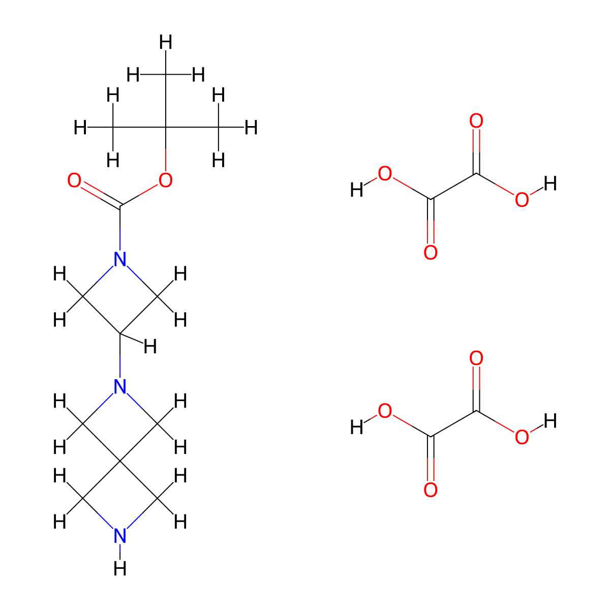Bis(oxalic acid), tert-butyl 3-{2,6-diazaspiro[3.3]heptan-2-yl}azetidine-1-carboxylate molecular structure, CAS 2913242-63-2