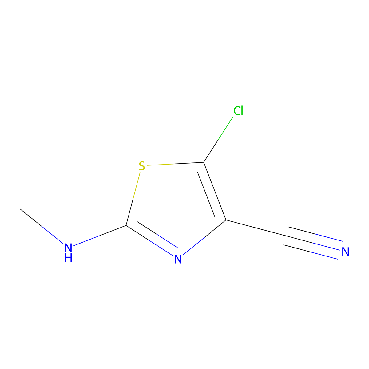5-Chloro-2-(methylamino)-1,3-thiazole-4-carbonitrile molecular structure, CAS 2913242-64-3