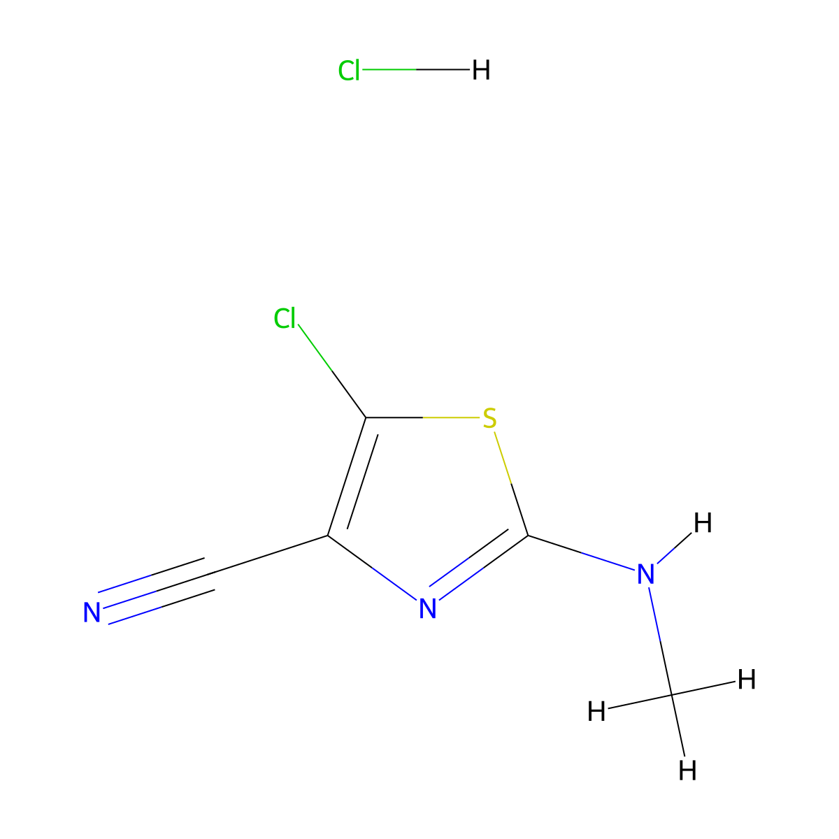 5-Chloro-2-(methylamino)-1,3-thiazole-4-carbonitrile hydrochloride molecular structure, CAS 2913242-65-4