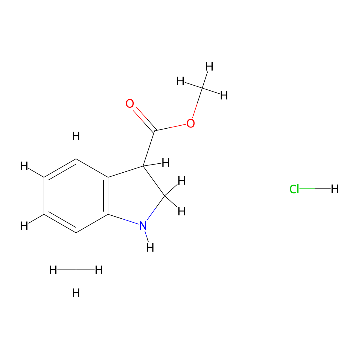 methyl 7-methyl-2,3-dihydro-1H-indole-3-carboxylate hydrochloride molecular structure, CAS 2913242-74-5
