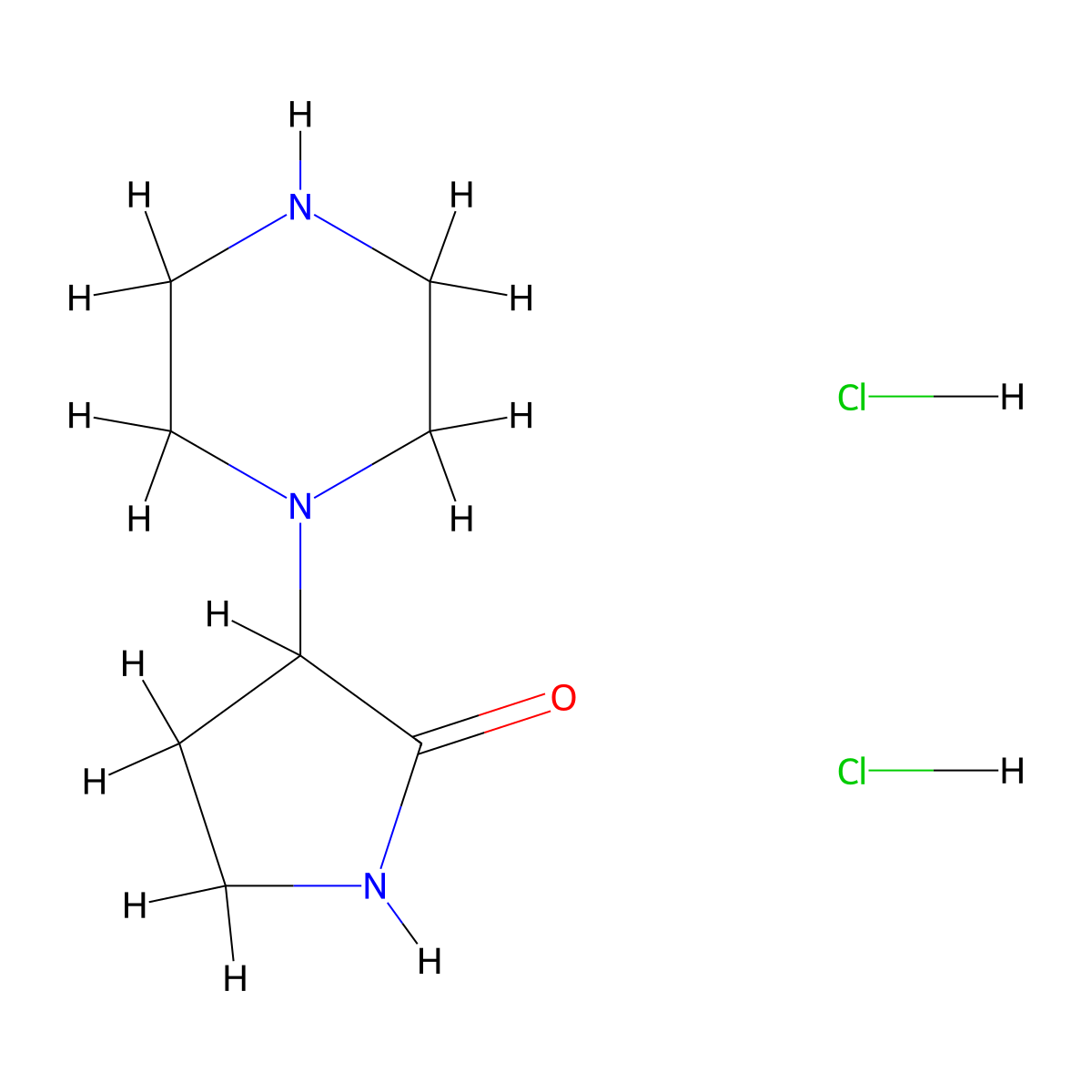 3-(Piperazin-1-yl)pyrrolidin-2-one dihydrochloride molecular structure, CAS 2913242-76-7