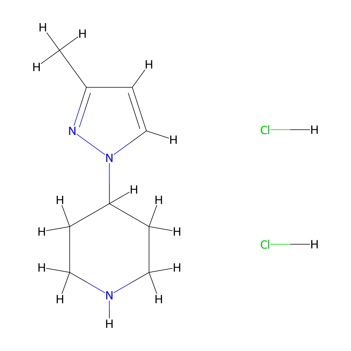4-(3-methyl-1H-pyrazol-1-yl)piperidine dihydrochloride molecular structure, CAS 2913242-77-8