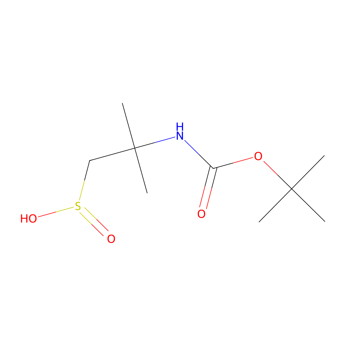 2-{[(Tert-butoxy)carbonyl]amino}-2-methylpropane-1-sulfinic acid molecular structure, CAS 2913242-80-3
