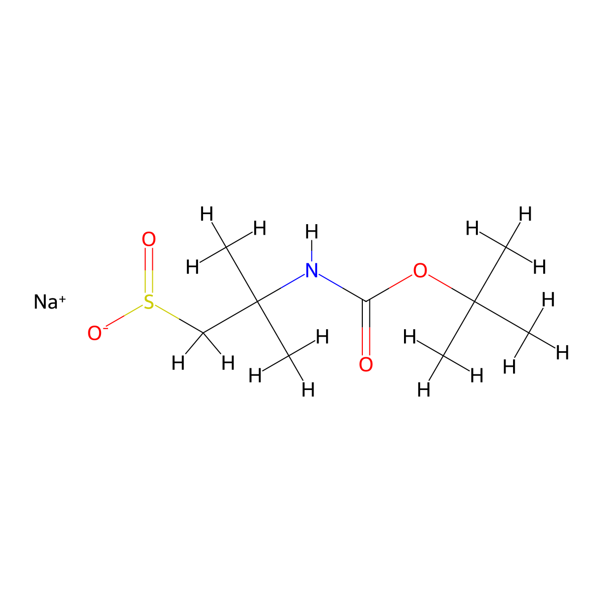 Sodium 2-{[(tert-butoxy)carbonyl]amino}-2-methylpropane-1-sulfinate molecular structure, CAS 2913242-81-4