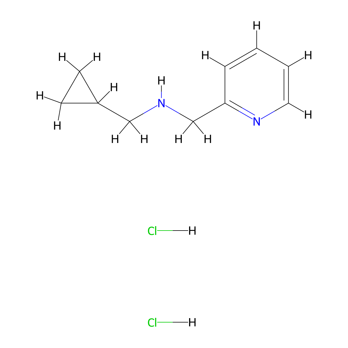 (Cyclopropylmethyl)[(pyridin-2-yl)methyl]amine dihydrochloride molecular structure, CAS 2913242-86-9