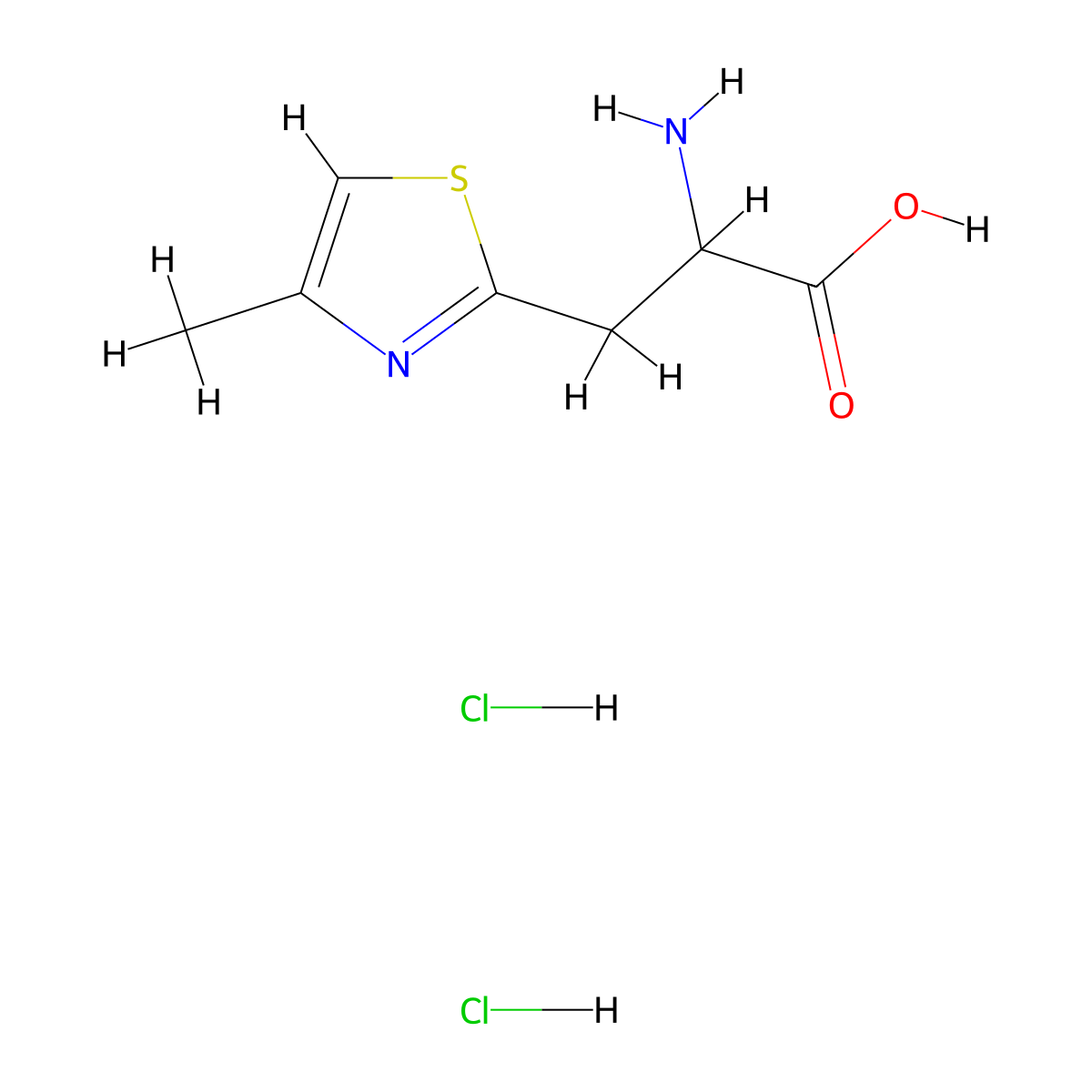 2-Amino-3-(4-methyl-1,3-thiazol-2-yl)propanoic acid dihydrochloride molecular structure, CAS 2913242-90-5