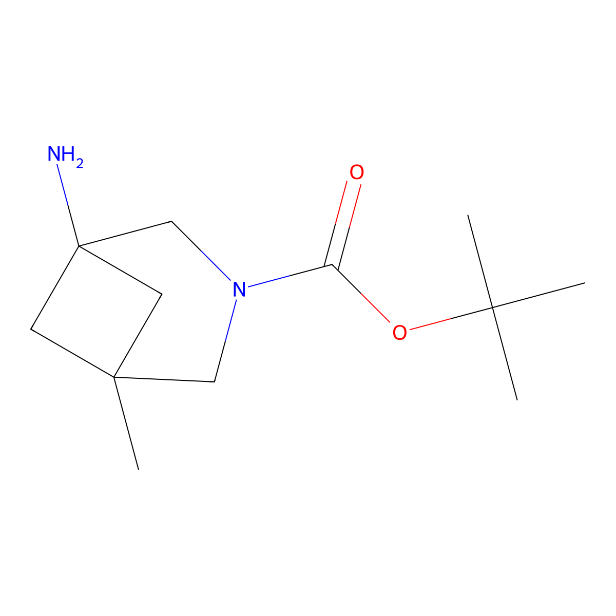 Tert-butyl 1-amino-5-methyl-3-azabicyclo(3.1.1)heptane-3-carboxylate molecular structure, CAS 2913243-32-8