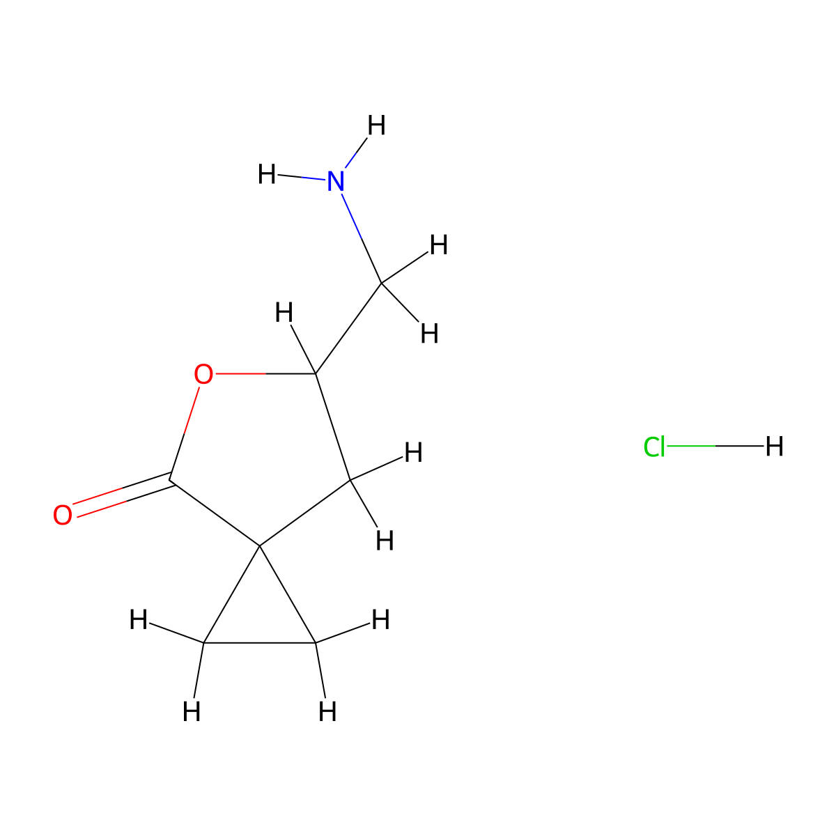 6-(Aminomethyl)-5-oxaspiro[2.4]heptan-4-one hydrochloride molecular structure, CAS 2913243-33-9