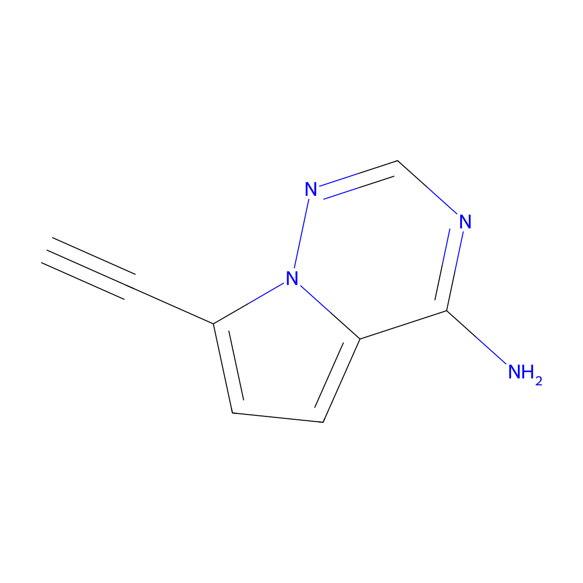 7-Ethynylpyrrolo[2,1-f][1,2,4]triazin-4-amine molecular structure, CAS 2913243-50-0