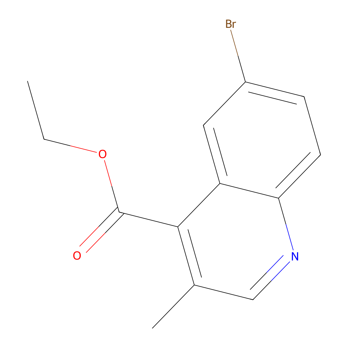 Ethyl 6-bromo-3-methylquinoline-4-carboxylate molecular structure, CAS 2913243-63-5