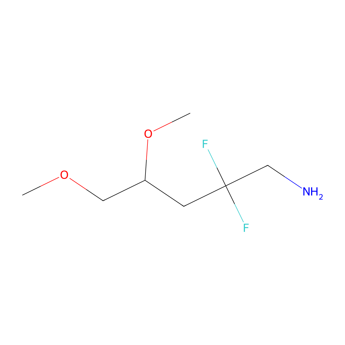 2,2-Difluoro-4,5-dimethoxypentan-1-amine molecular structure, CAS 2913243-68-0