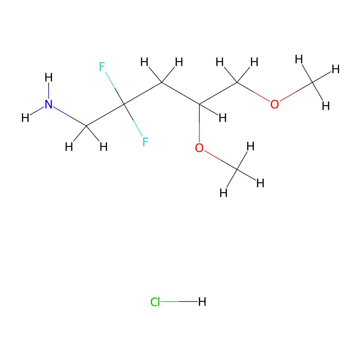 2,2-Difluoro-4,5-dimethoxypentan-1-amine hydrochloride molecular structure, CAS 2913243-69-1