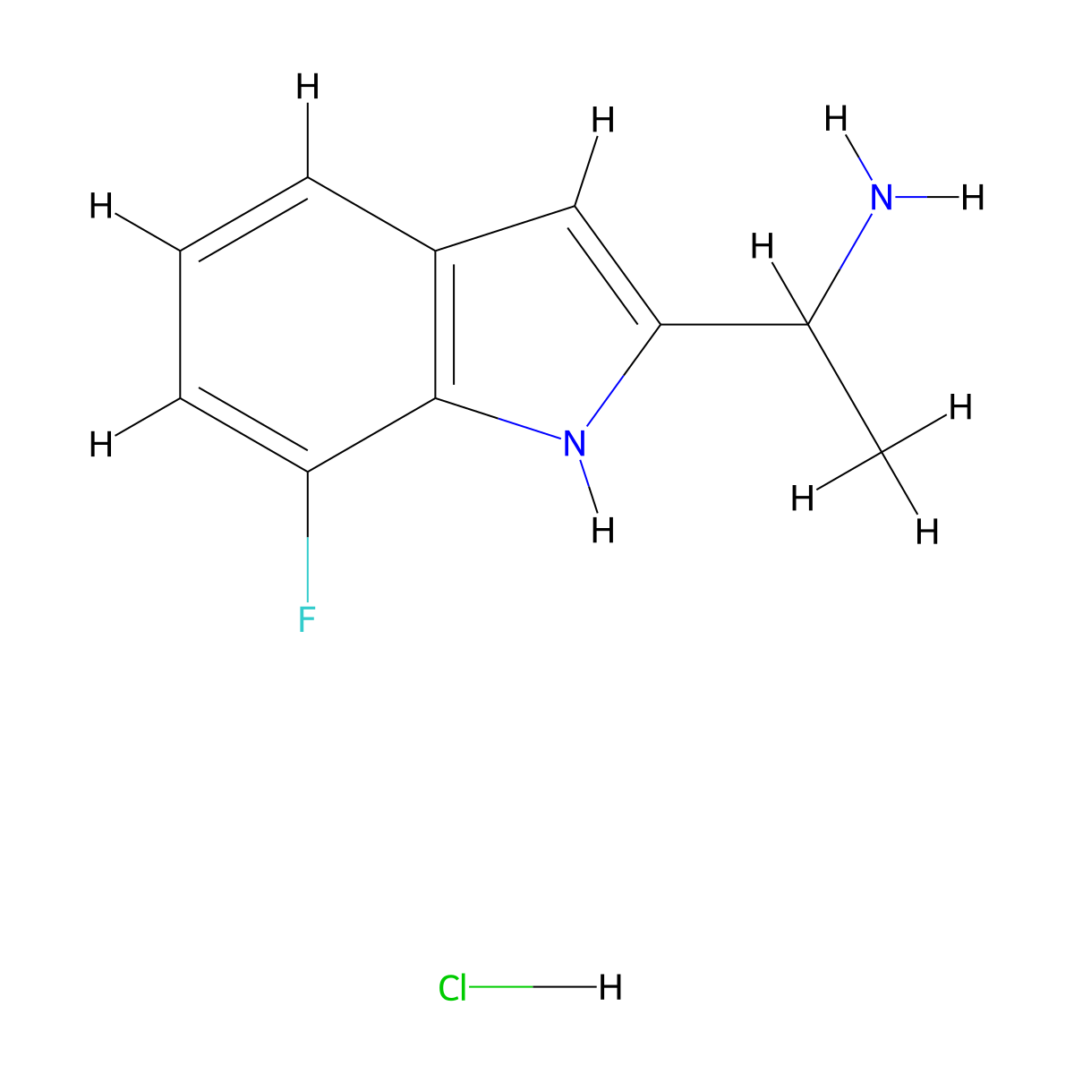 1-(7-fluoro-1H-indol-2-yl)ethan-1-amine hydrochloride molecular structure, CAS 2913243-73-7