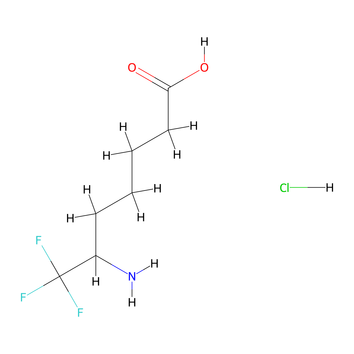 6-Amino-7,7,7-trifluoroheptanoic acid hydrochloride molecular structure, CAS 2913243-76-0