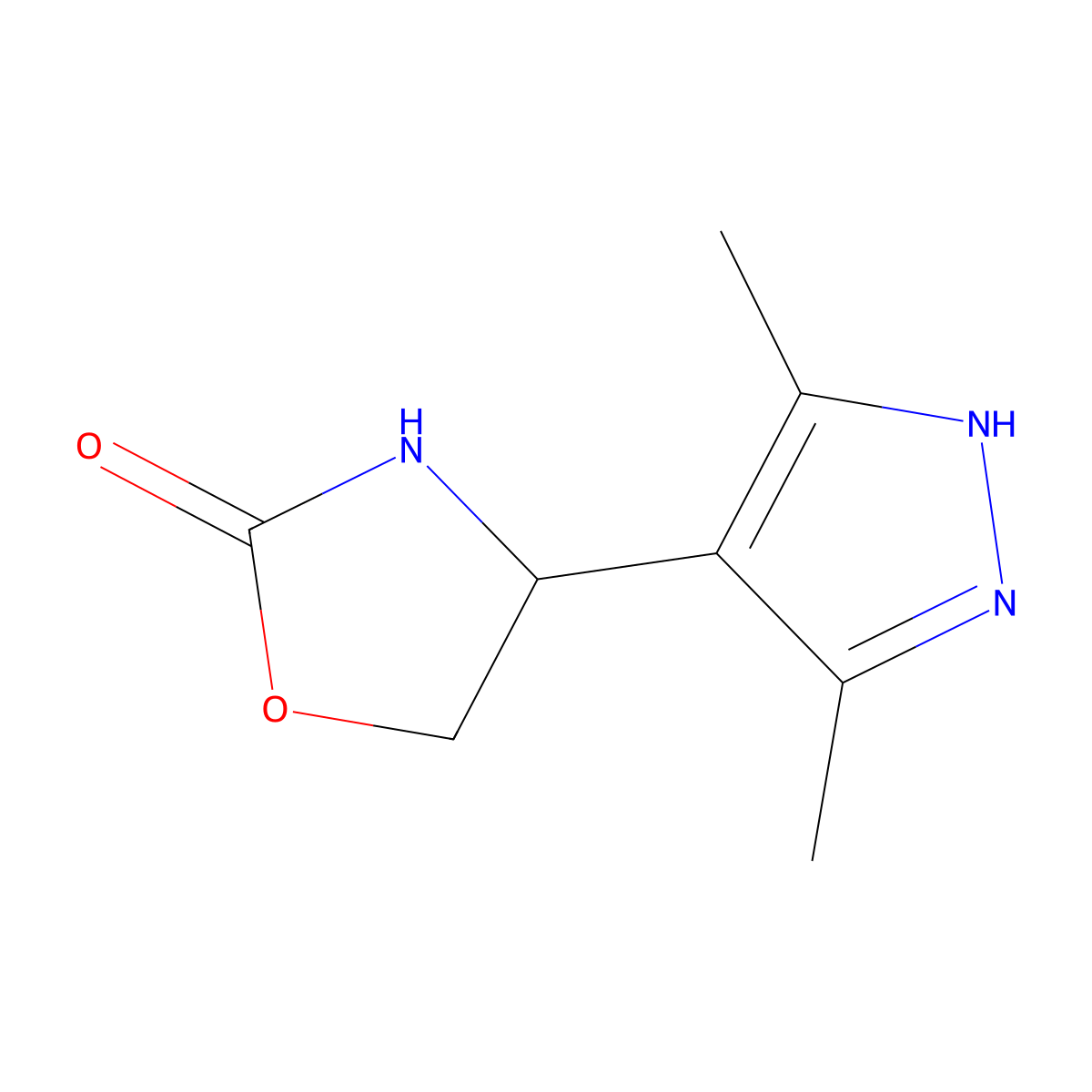 4-(3,5-dimethyl-1H-pyrazol-4-yl)-1,3-oxazolidin-2-one molecular structure, CAS 2913243-78-2