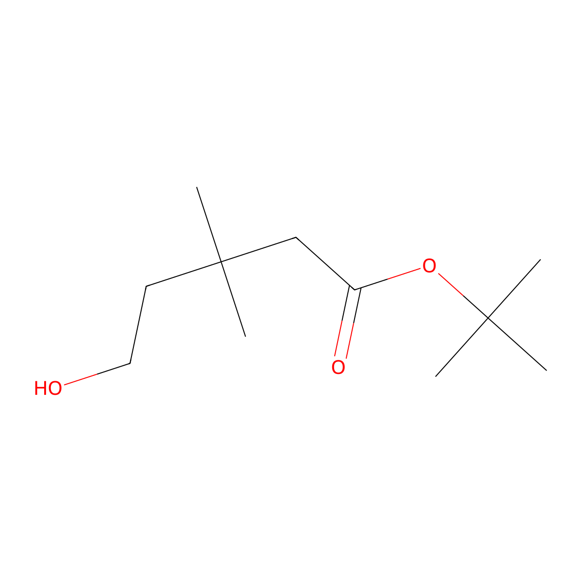 Tert-butyl 5-hydroxy-3,3-dimethylpentanoate molecular structure, CAS 2913243-80-6