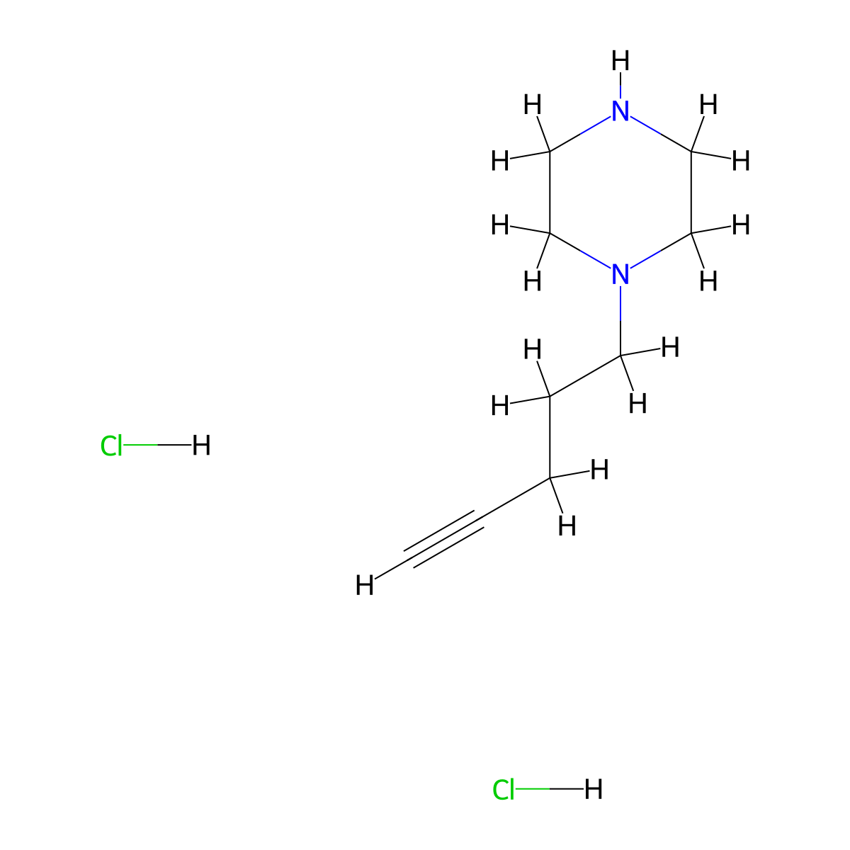 1-(Pent-4-yn-1-yl)piperazine dihydrochloride molecular structure, CAS 2913243-83-9