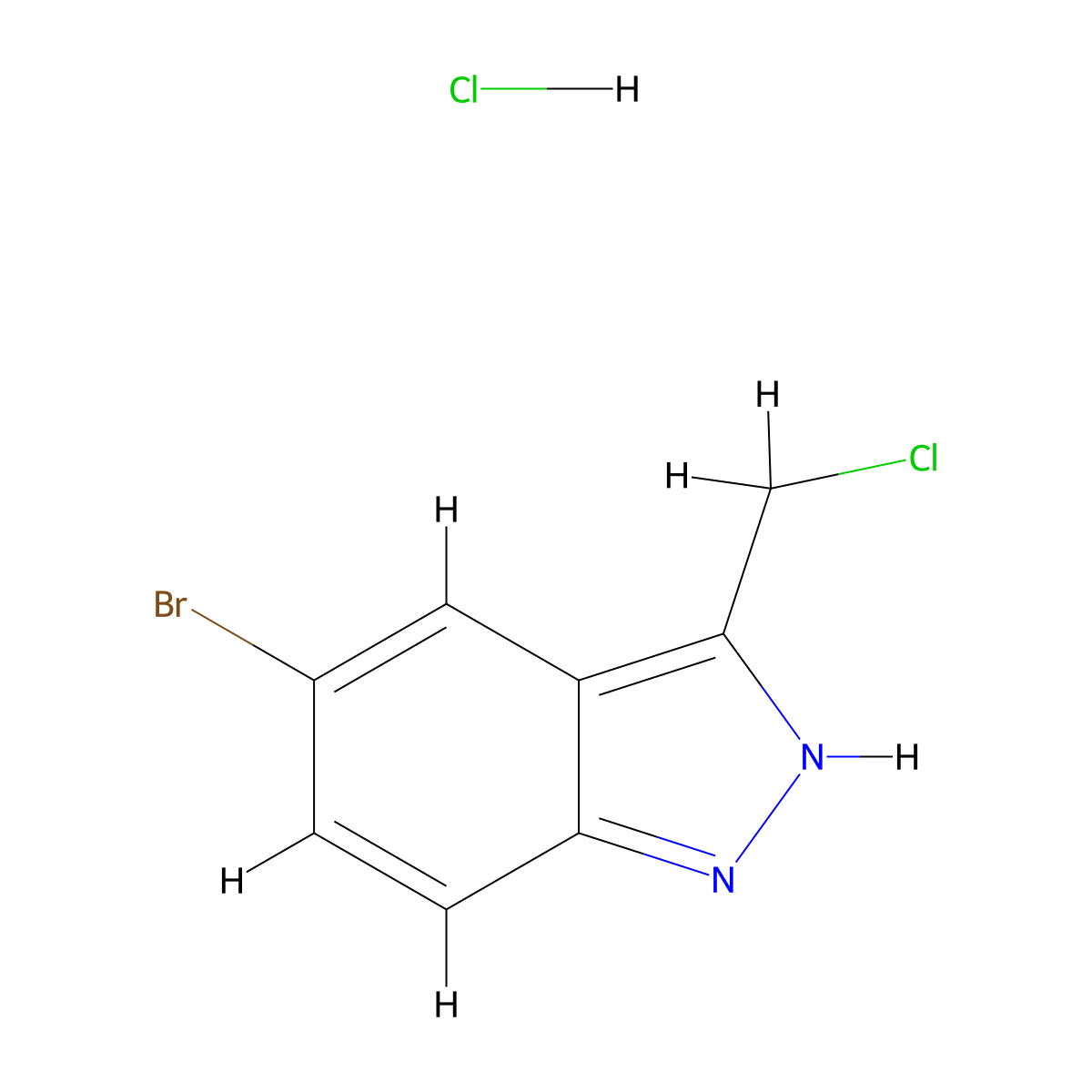 5-bromo-3-(chloromethyl)-1H-indazole hydrochloride molecular structure, CAS 2913243-85-1