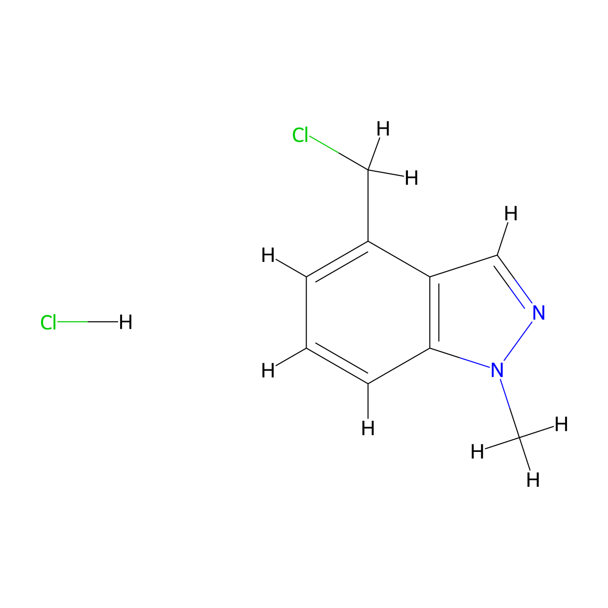 4-(chloromethyl)-1-methyl-1H-indazole hydrochloride molecular structure, CAS 2913243-87-3