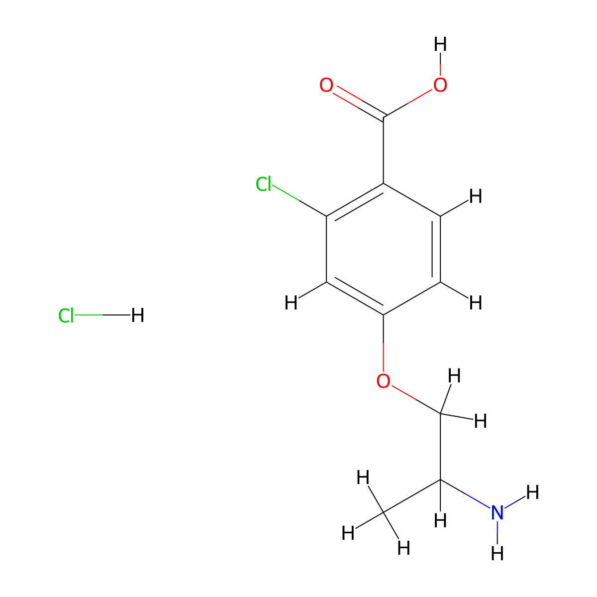4-(2-Aminopropoxy)-2-chlorobenzoic acid hydrochloride molecular structure, CAS 2913243-89-5