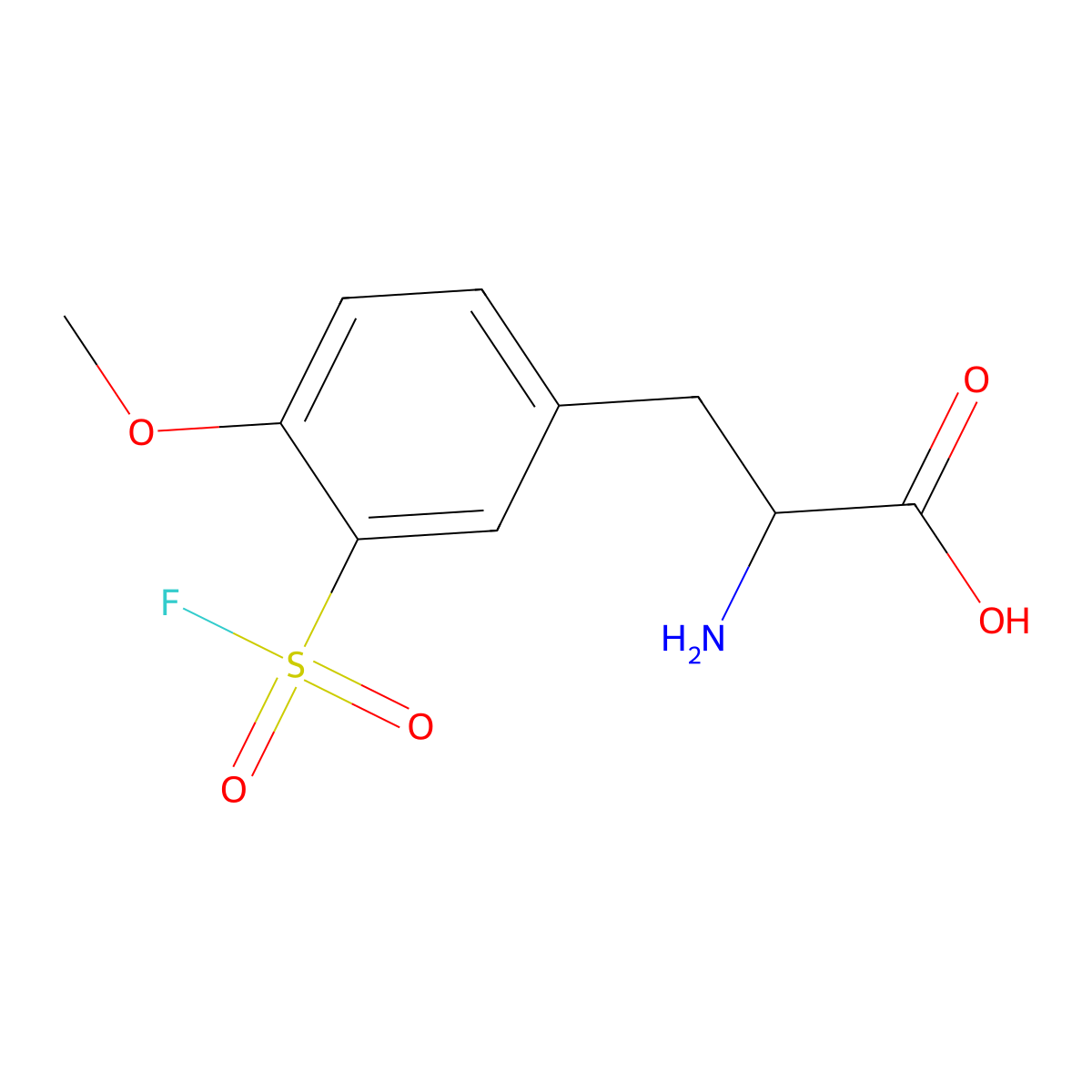 2-Amino-3-[3-(fluorosulfonyl)-4-methoxyphenyl]propanoic acid molecular structure, CAS 2913243-95-3