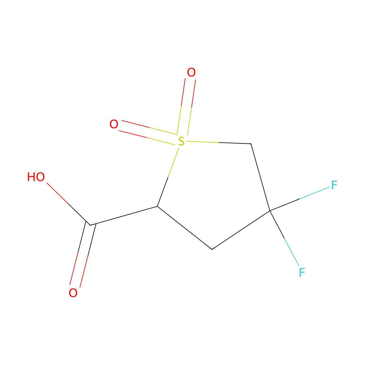 4,4-Difluoro-1,1-dioxo-1lambda6-thiolane-2-carboxylic acid molecular structure, CAS 2913244-00-3