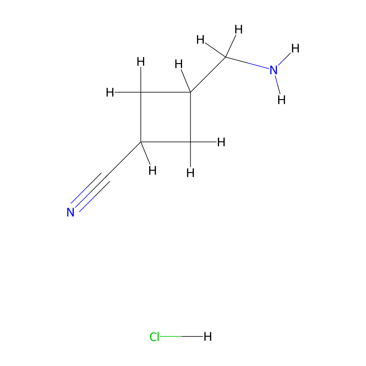 3-(Aminomethyl)cyclobutane-1-carbonitrile hydrochloride molecular structure, CAS 2913244-06-9